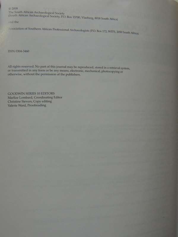 South African Archaeological Society Goodwin Series Volume 10 December 2008: Current Themes In Middl