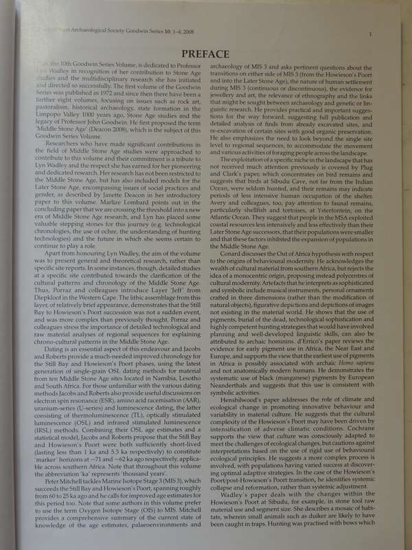 South African Archaeological Society Goodwin Series Volume 10 December 2008: Current Themes In Middl