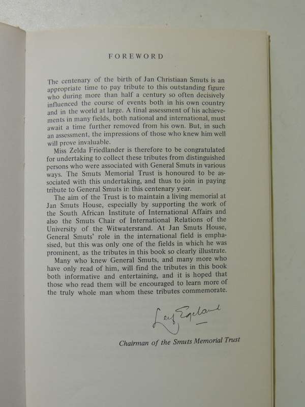 Jan Smuts Remembered: A Centennial Tribute - ed Zelda Friendlander