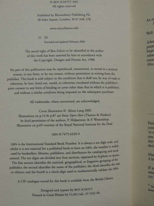 Schott's Original Miscellany - Ben Schott