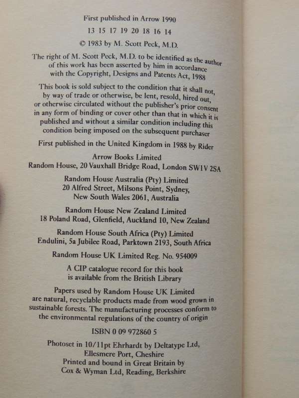 People Of The Lie: The Hope For Healing Human EvilM. Scott Peck