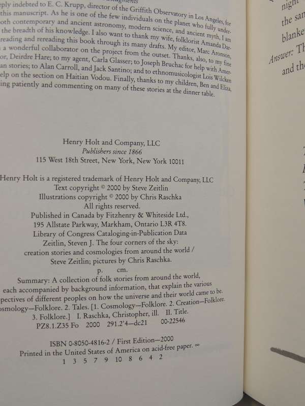 The Four Corners Of The Sky: Creation Stories And Cosmologies From Around The World - Steve Zeitlin