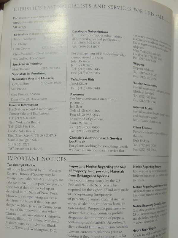 Napoleonica Auction - Christie's New York Tuesday 19 May 1998