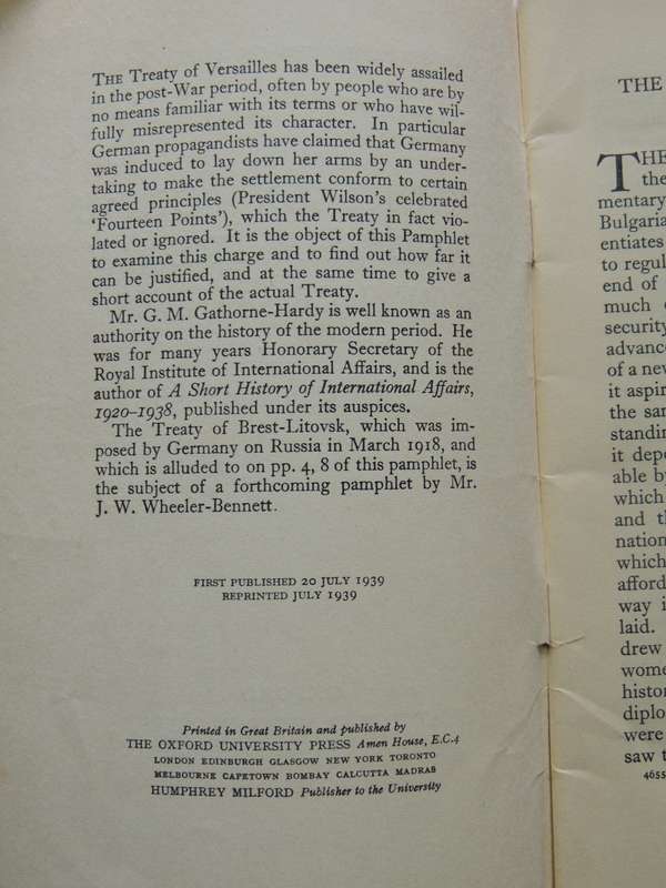The Fourteen Points And The Treaty Of Versailles - G.M. Gathorne-Hardy