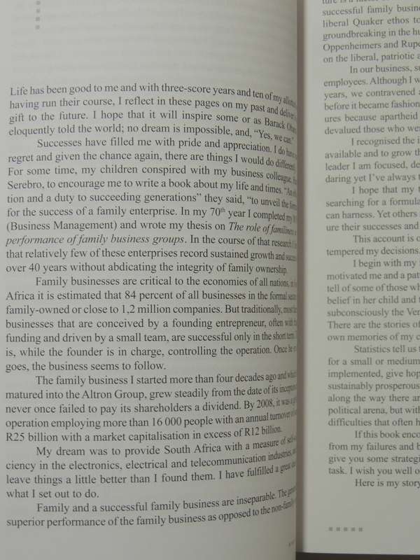 In Pursuit Of A Dream: Bill Venter And The Altron Story -Inscribed By Bill Venter, Craig Venter & RV