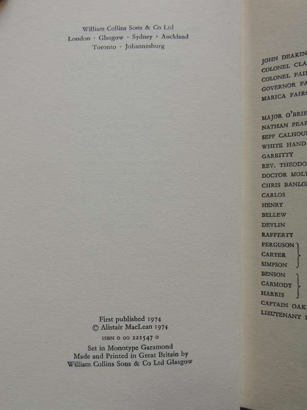 Breakheart Pass - Alistair Maclean   1st Edition 1974