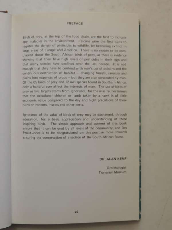 An Introduction To The Birds Of Prey Of South Africa  - D.V. Prout-Jones   (signed)