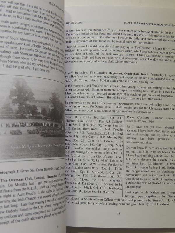 Peace, War And Afterwards 1914-1919: A Young Man's Letters Wrtten Chiefly To His Mother - Brian Wade