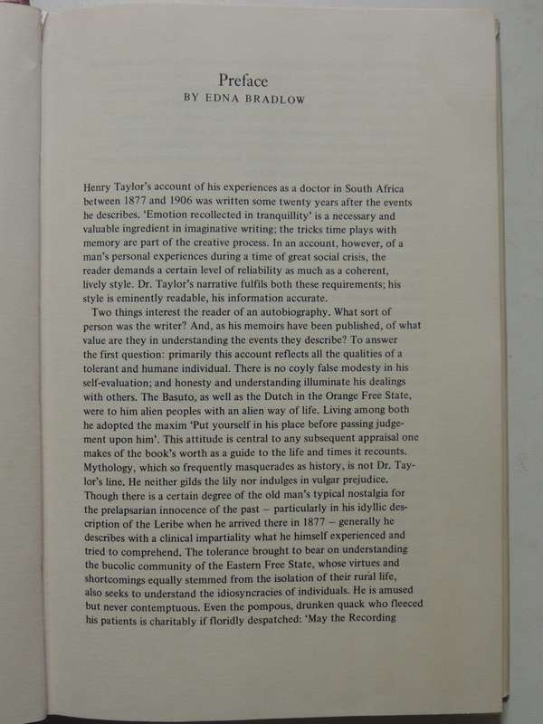 Doctor To Basuto, Boer And Briton 1877-1906: Memoirs Of Dr. Henry Taylor  -ed Peter Hadley