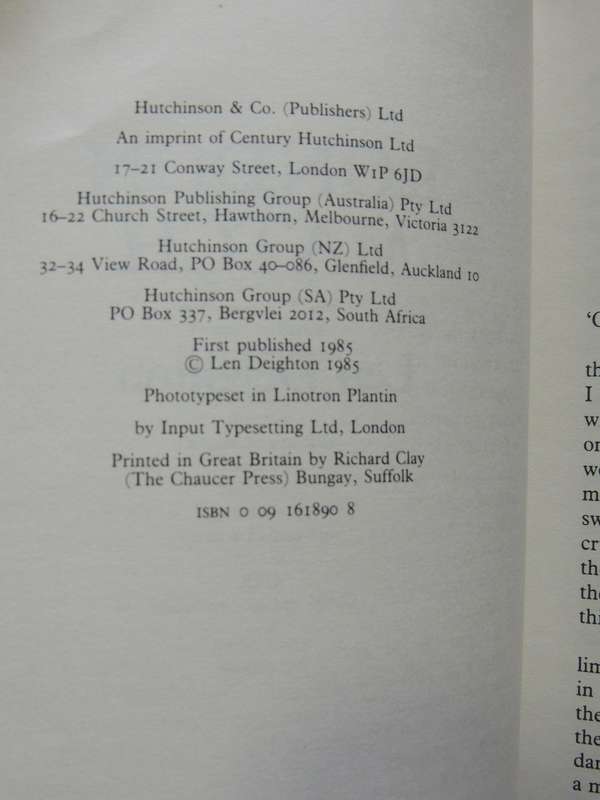 London Match- Len Deighton     First Edition 1985