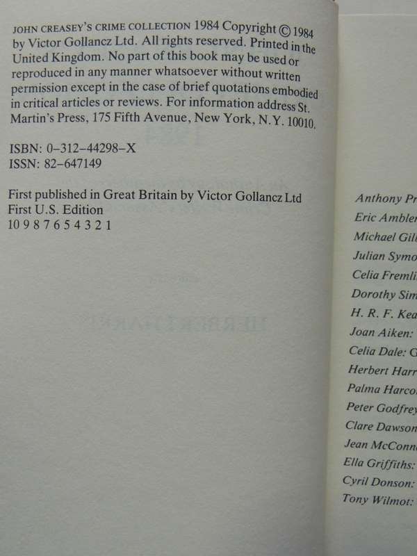 John Creasey's Crime Collection 1984  - ed Herbert Harris   1st US Edition