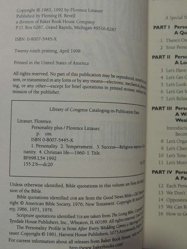 Personality Plus,  How to Understand Others by Understanding Yourself - Florence Littauer