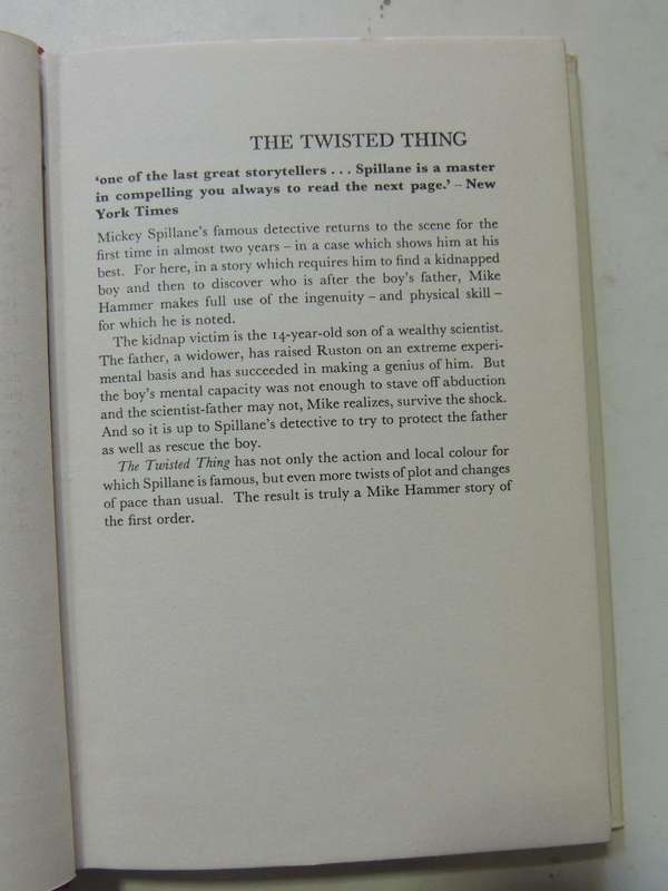 The Twisted Thing - Mickey Spillane    1st UK Edition 1966