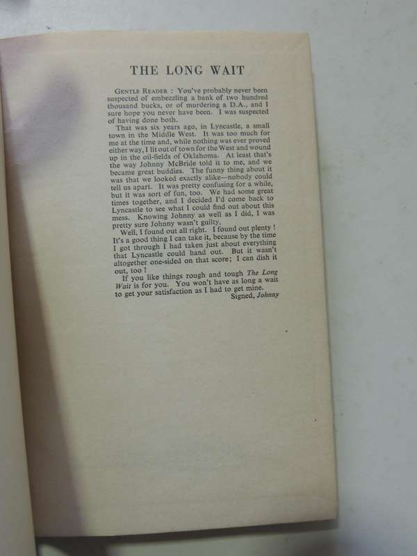 The Long Wait  - Mickey Spillane   1st UK Edition 1951