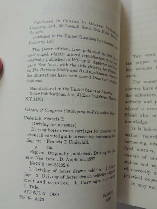 Driving Horse-Drawn Carriages for Pleasure, The Classic Illustrated Guide to...- Francis T Underhill