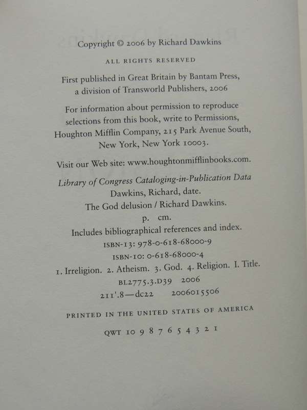 The God Delusion - Richard Dawkins    First US edition
