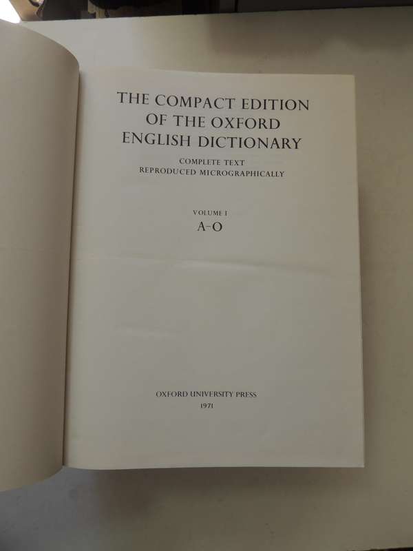 The Compact Edition of the Oxford English Dictionary, Complete Text, Reproduced Micrographically, 2V