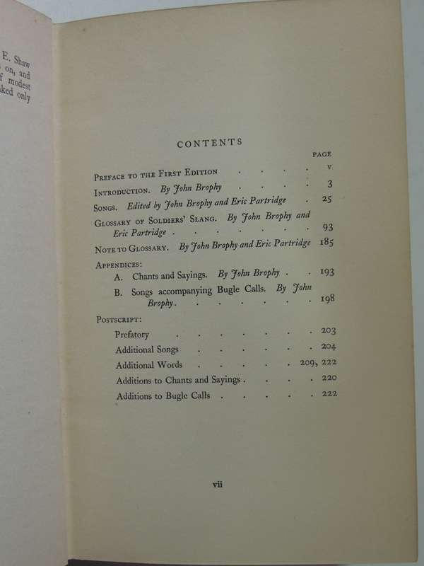 Songs & Slang Of The British Soldier 1914-18 John Brophy,E Partidge   2nd Edition Revised & Enlarged