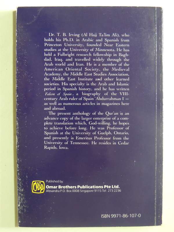 Selections From The Noble Reading: An Anthology Of Passages From The Qur'an - trans Dr. T.B. Irving