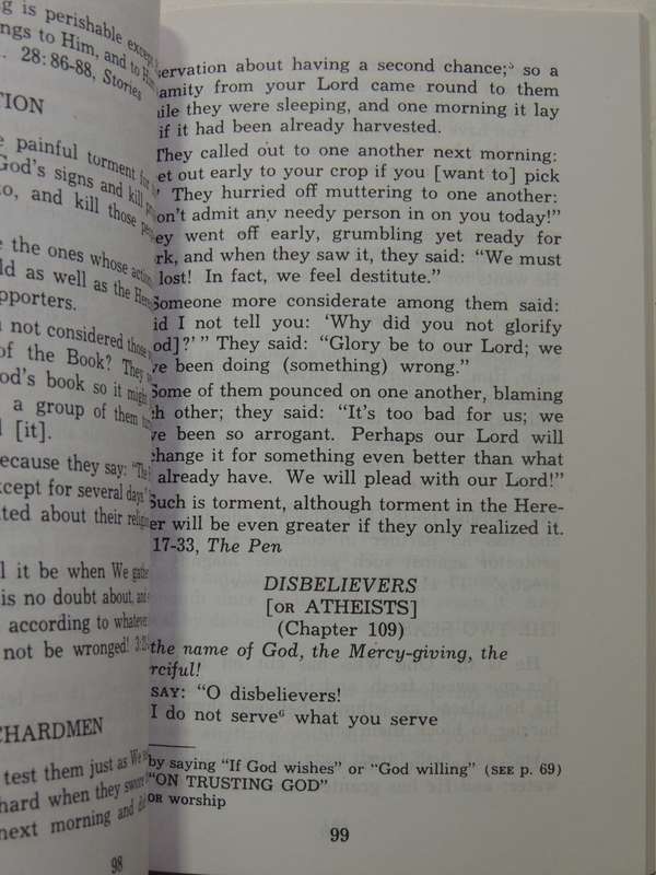Selections From The Noble Reading: An Anthology Of Passages From The Qur'an - trans Dr. T.B. Irving