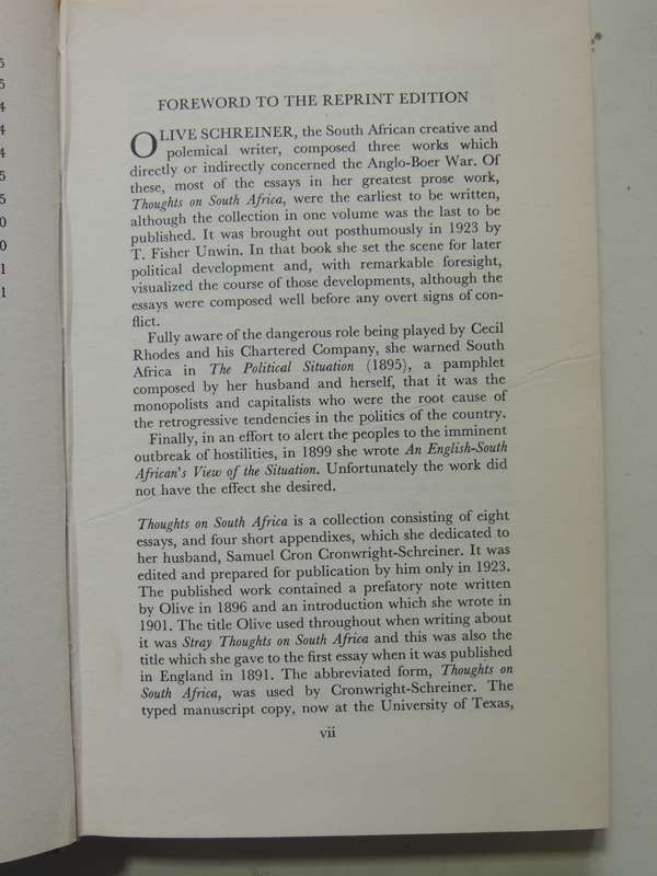 Thoughts On South Africa - Olive Schreiner