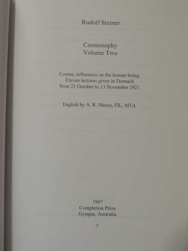 Cosmosophy: Volume 2: Cosmic Influences on the Human Being - Rudolf Steiner