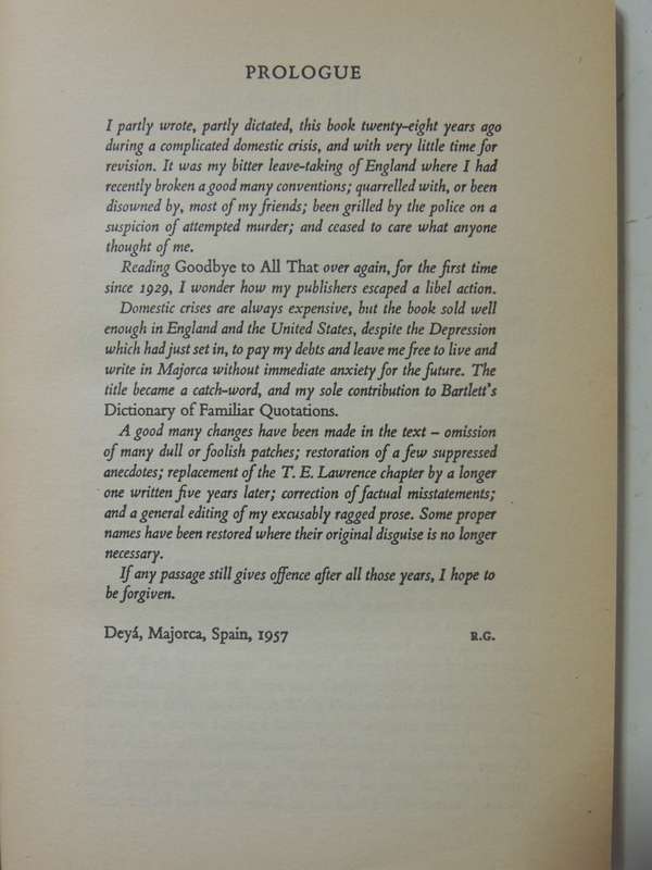 Goodbye To All That - Robert Graves