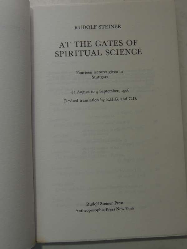 At the Gates of Spiritual Science - Rudolf Steiner  SCARCE