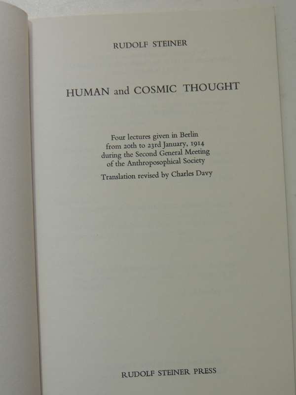 Human and Cosmic Thought- Rudolf Steiner  1977