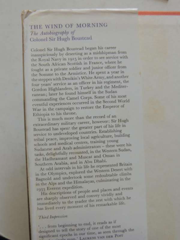 The Wind Of Morning - Colonel Sir Hugh Boustead KBE, CMG, DSO, MC