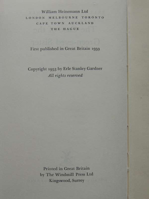 The Case Of The Green-Eyed Sister - Erle Stanley Gardner    1st British Ed 1959
