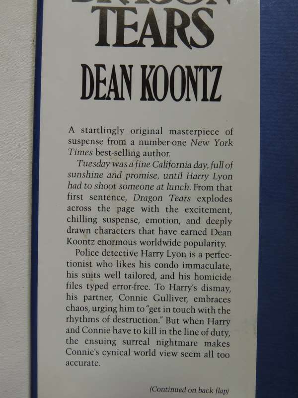Dragon Tears - Dean Koontz     1st Edition & Ex-library