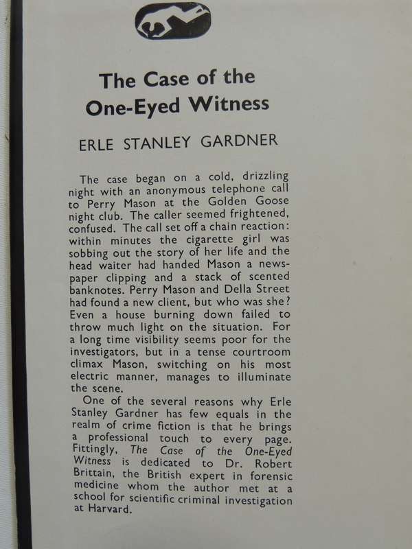 The Case Of The One-Eyed Witness - Erle Stanley Gardner  1st British Ed 1956