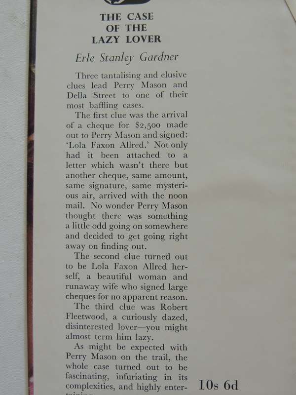The Case Of The Lazy Lover- Erle Stanley Gardner    1st British Ed 1954
