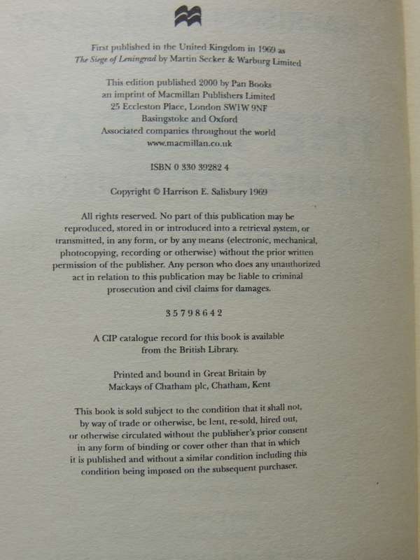 The 900 Days: The Siege Of Leningrad- Harrison E. Salisbury