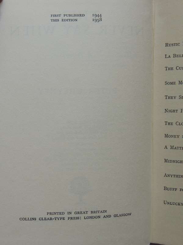 They Never Say When - Peter Cheyney