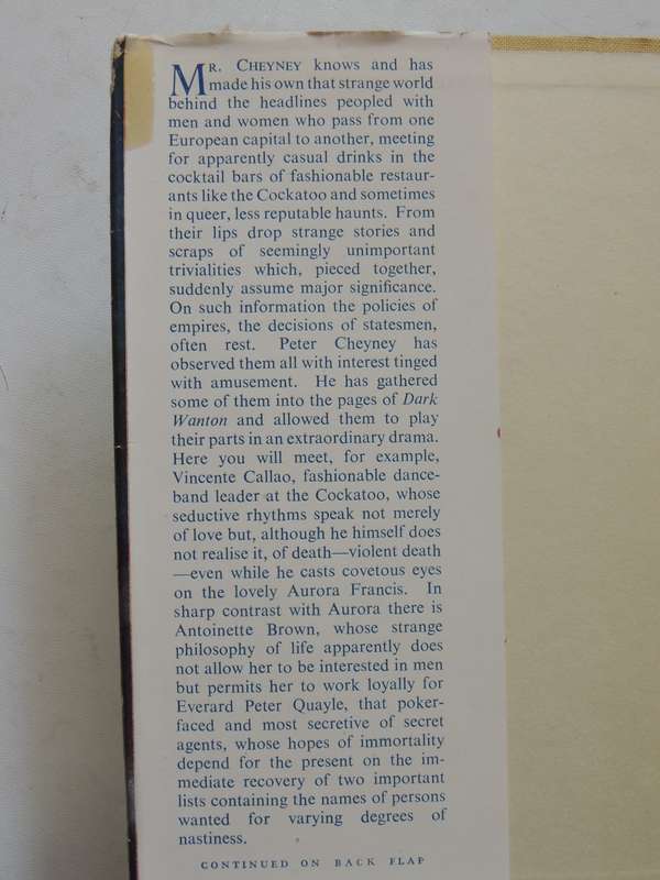 Dark Wanton  - Peter Cheyney        First Ed 1948