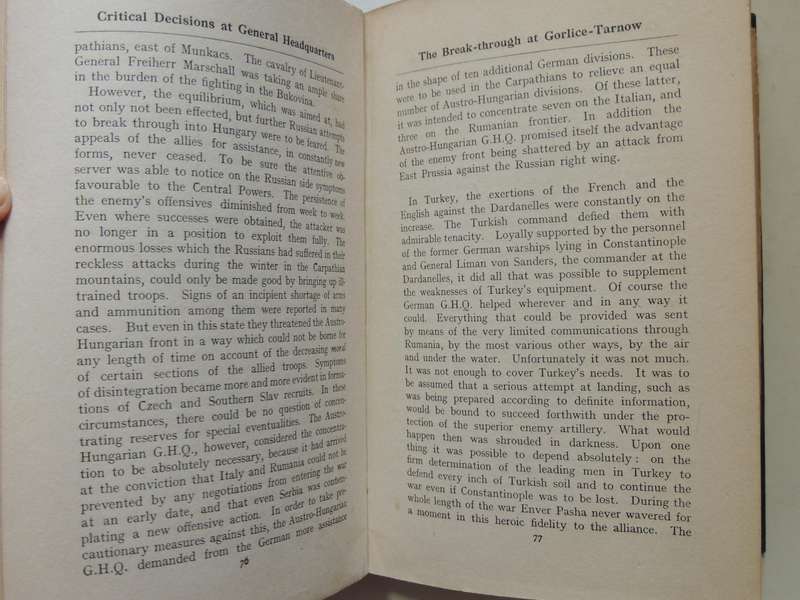 General Headquarters 1914-1916 And Its Critical DecisionsGeneral -  Erich Von Falkenhayn  1919