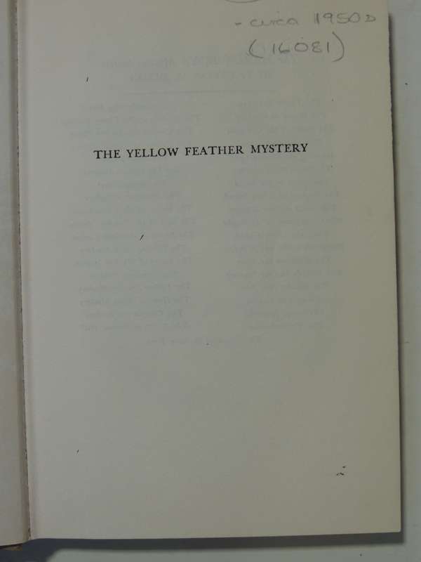 The Yellow Feather Mystery  - Franklin W. Dixon   Circa 1950s