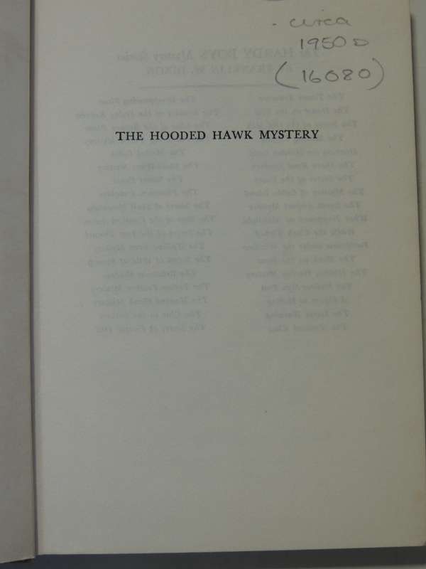 The Hooded Hawk Mystery - Franklin W. Dixon  Circa 1950s