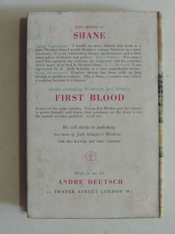 Shane -  Jack Schaefer      1st English Edition 1954