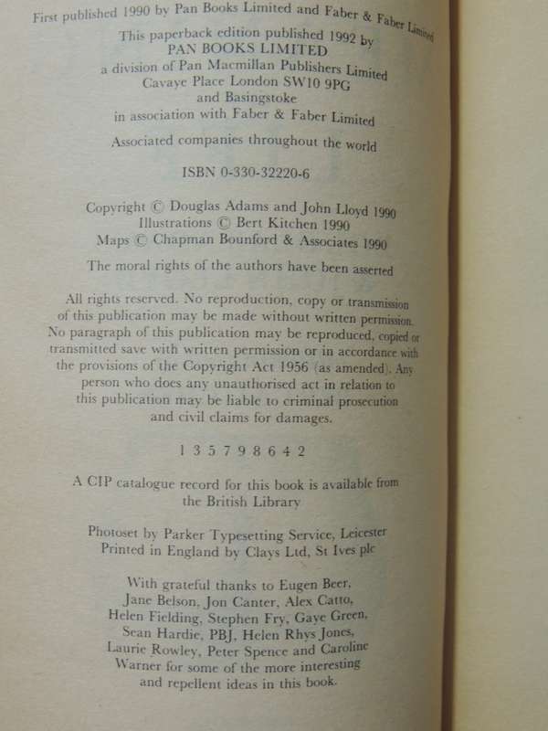 The Deaper Meaning of Liff - A Dictionary of things that there Aren't Any Words for Yet Douglas Adam