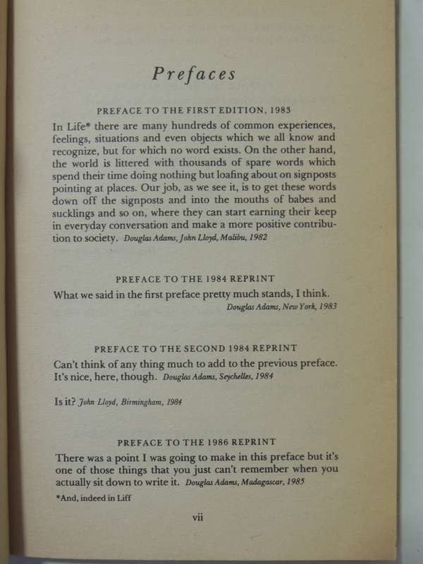 The Deaper Meaning of Liff - A Dictionary of things that there Aren't Any Words for Yet Douglas Adam