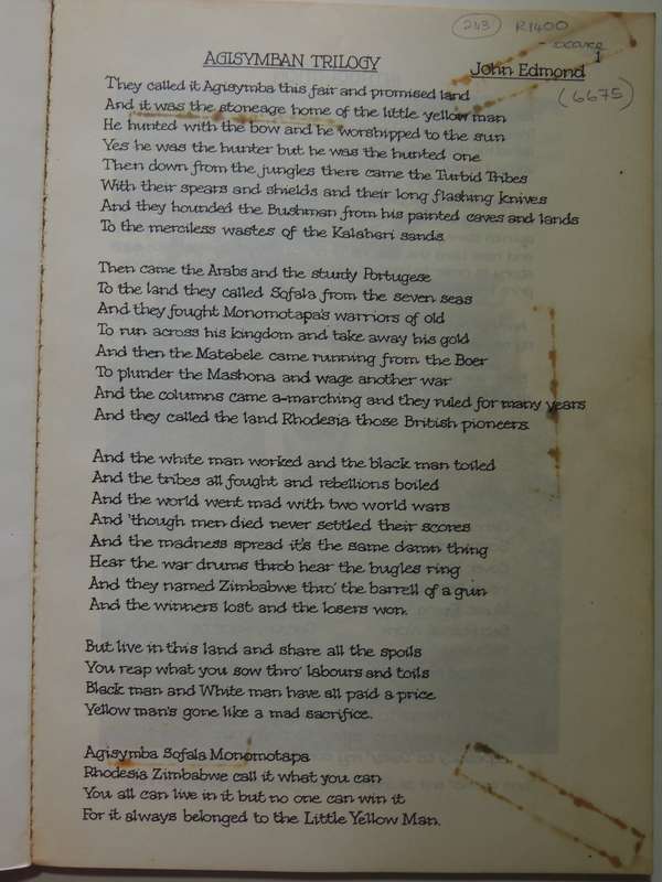 The Story Of Troopiesongs And The Rhodesian Bush War  John Edmond