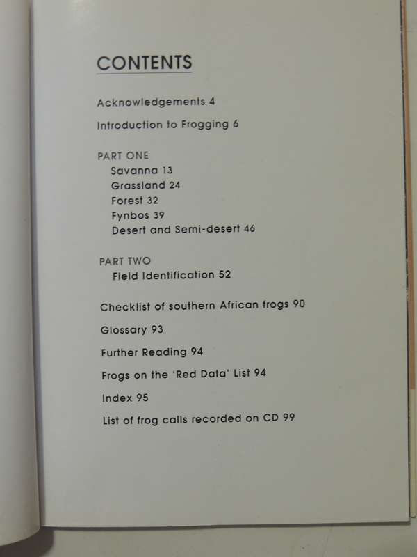 A Guide To The Identification Of TheFrogs Of The Witwatersrand - Vincent Carruthers     NO CD!!