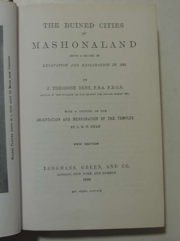 The Ruined Cities Of Mashonaland - Rhodesiana Reprint Library Gold Edition Vol. 5 - J. Theodore Bent