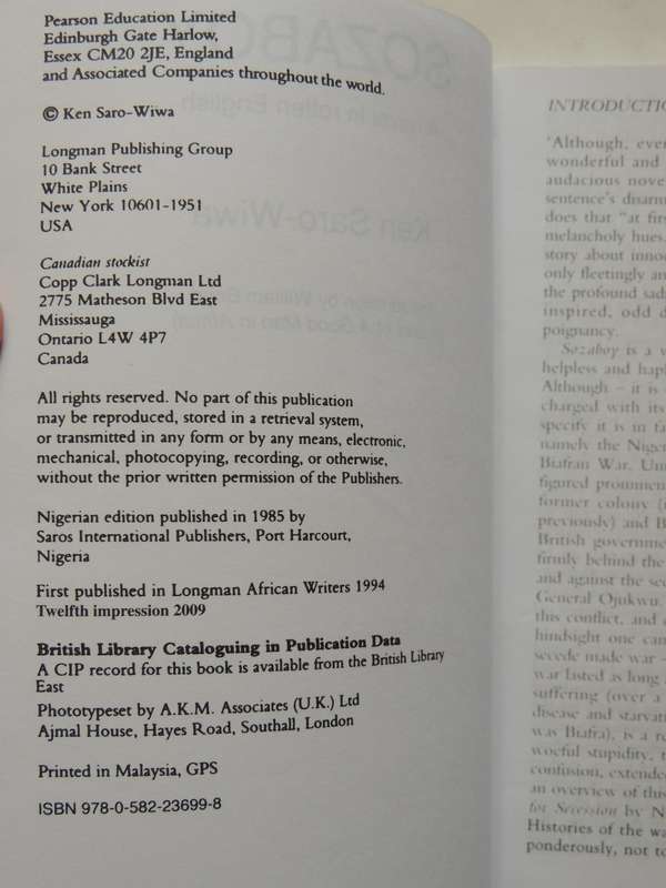 Longman African Writers: Sozaboy - Ken Saro-Wiwa