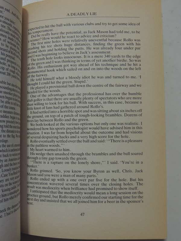 A Deadly Lie: A Chris Ludlow Golfing Thriller- Malcolm Hamer  FIRST EDITION 1992