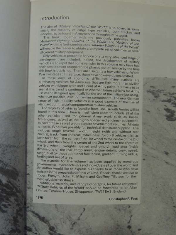 Military Vehicles Of The World - Christopher F. Foss    1st Edition 1976