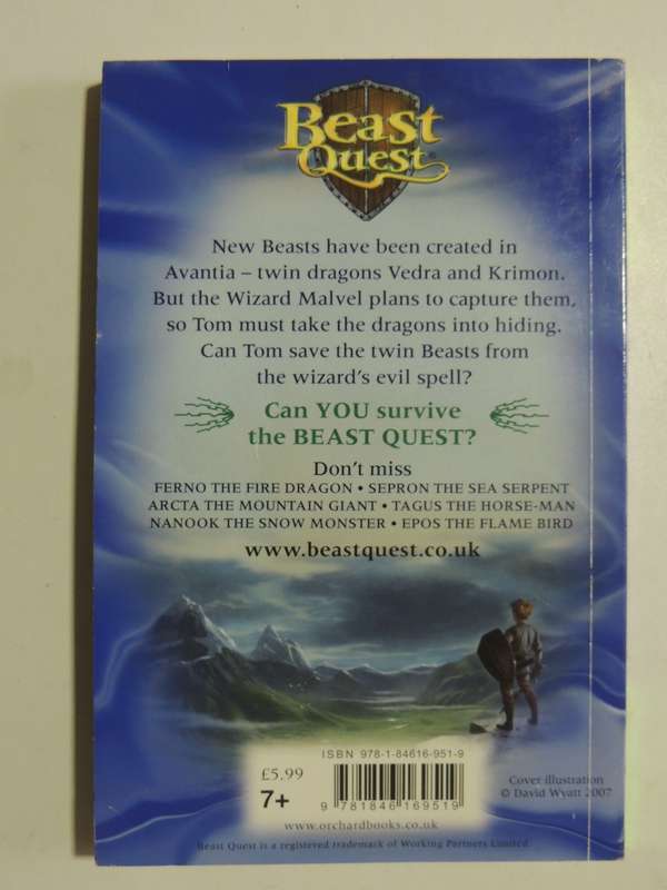 Beast Quest: Vedra & Krimon-Twin Beasts Of Avantia  - Adam Blade   NO CARDS
